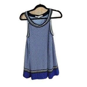 Studio M Womens Top Size Small Blue Print Round Neck Long Length